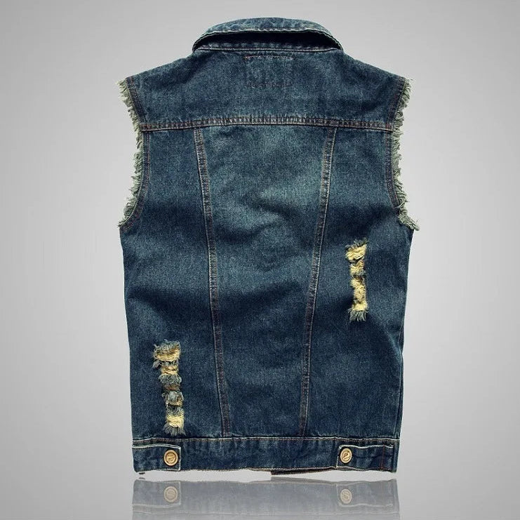 Jacob Mason Distressed Denim Vest
