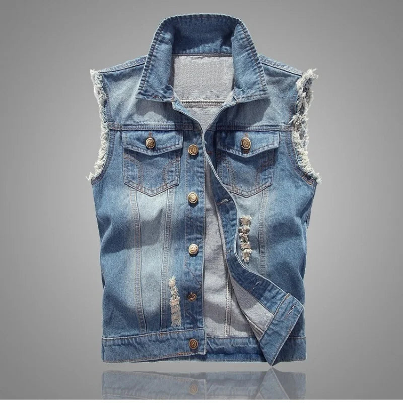 Jacob Mason Distressed Denim Vest