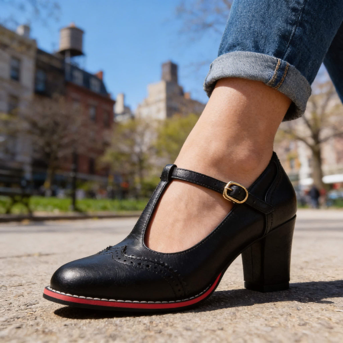 Ainsley Brogue T-Strap Block Heels_5