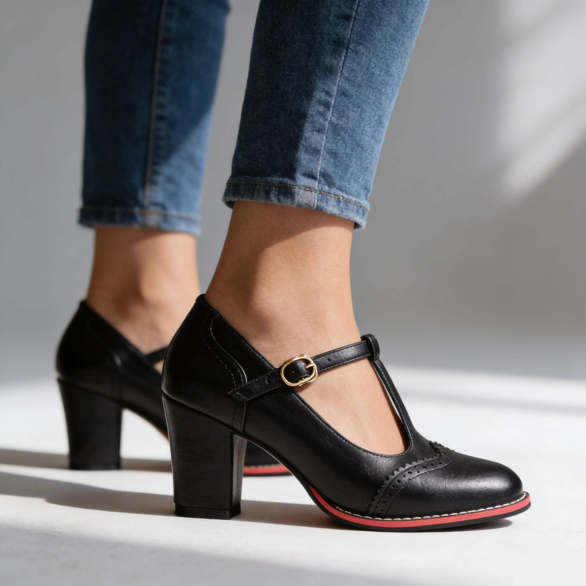 Ainsley Brogue T-Strap Block Heels_7