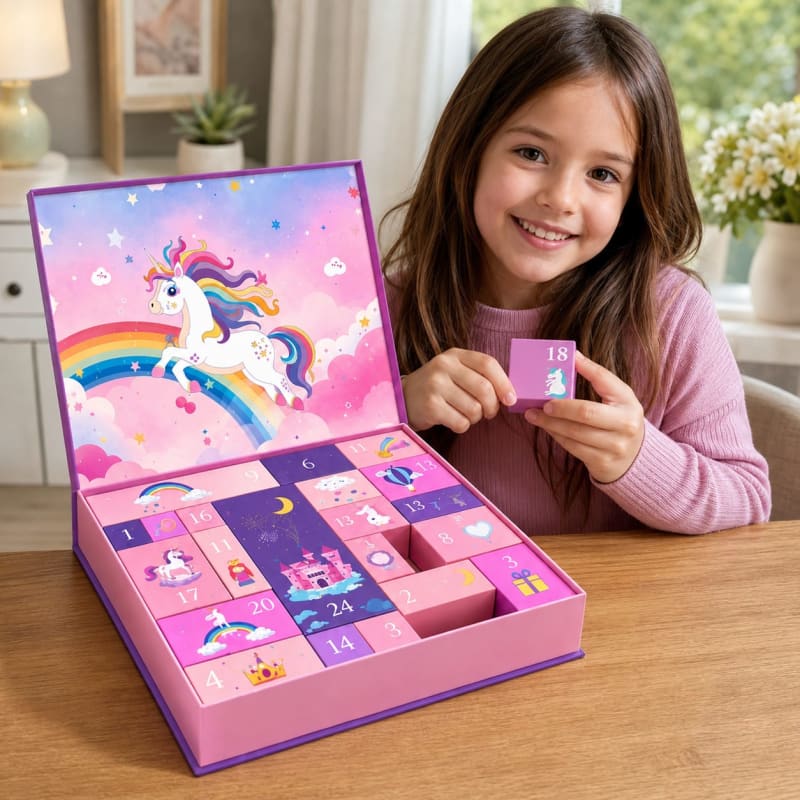 Unicorn Advent Calendar 2026 with Hair Accessories and Stickers Holiday Countdown for Kids_1