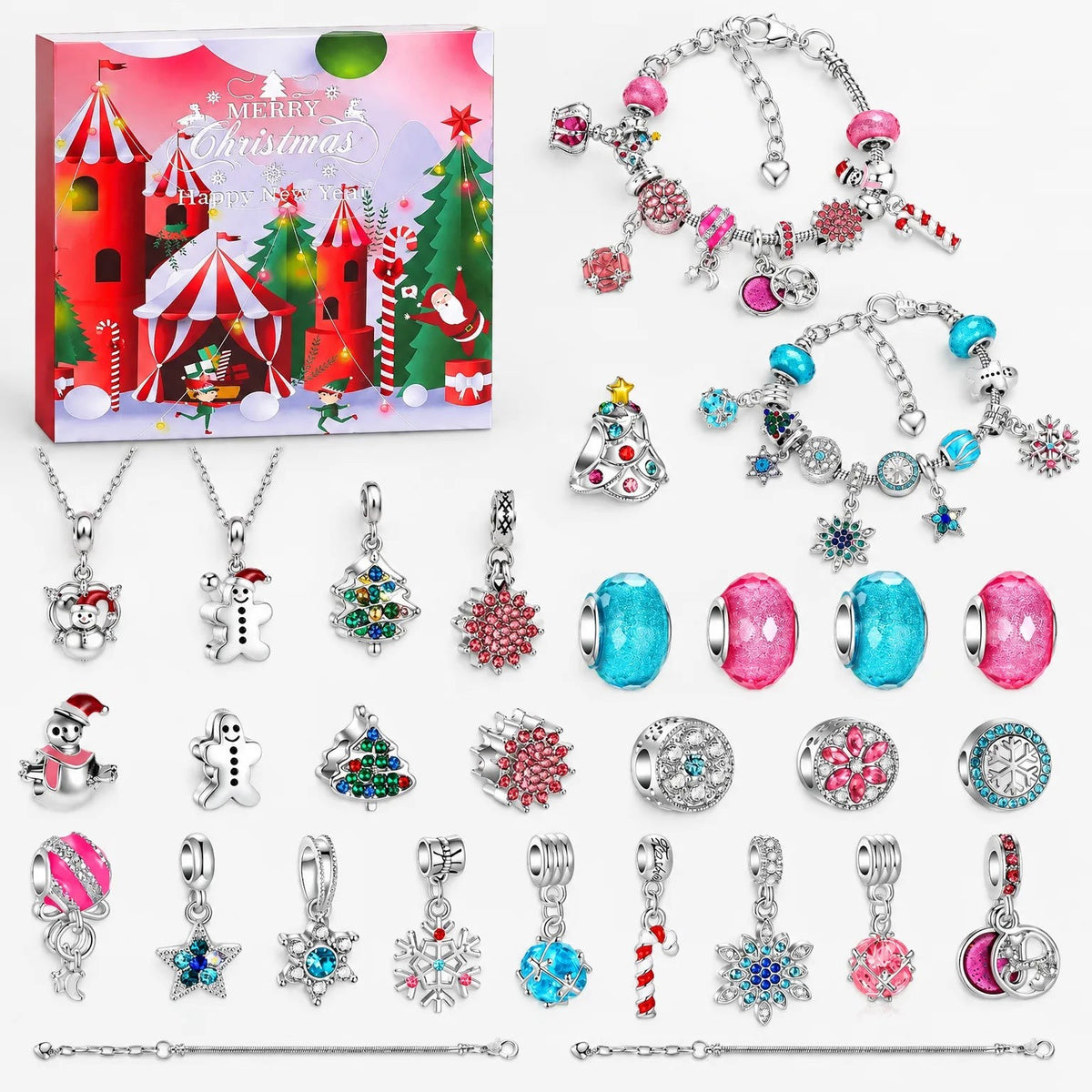 Charm Bracelet Advent Calendar 2026 with 22 Christmas Charms and 2 Bracelets Holiday Countdown Jewelry Gift_9