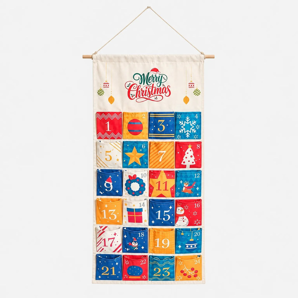 Hanging Advent Calendar 2026 with 24 Fillable Fabric Pockets Holiday Countdown Reusable_2