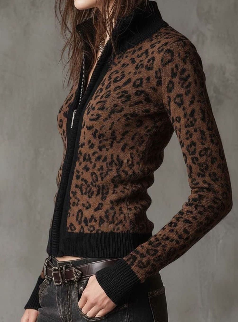 Keira Leopard Print Zip Up Knit Cardigan_6