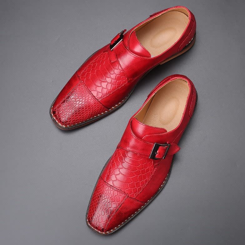 Grant Croc Embossed Monk Strap Shoes_11
