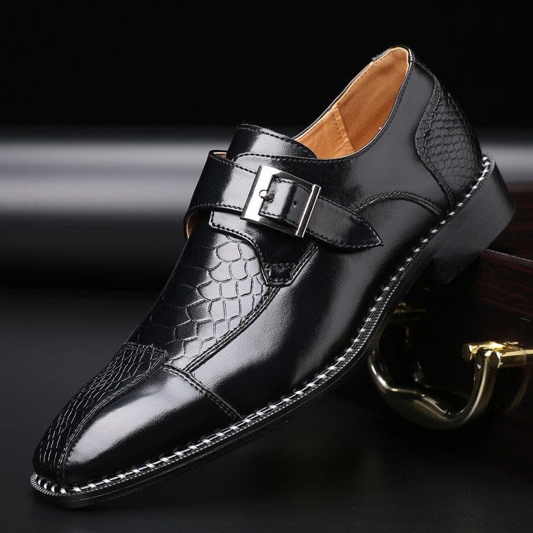 Grant Croc Embossed Monk Strap Shoes_2