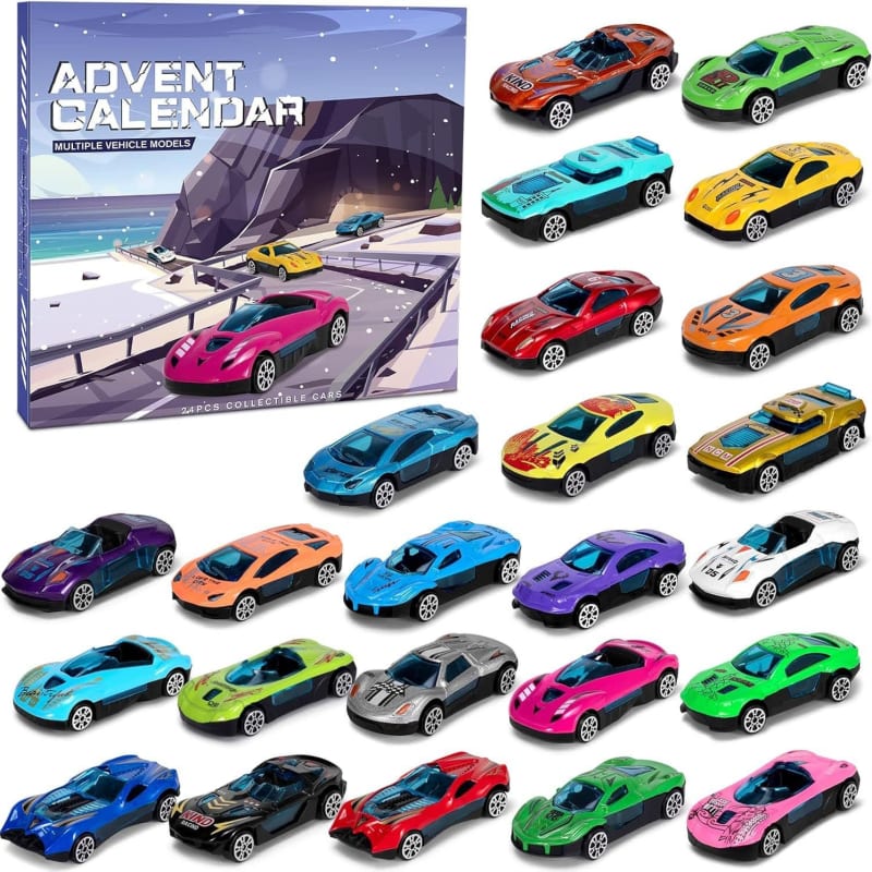 Car Advent Calendar 2026 with 24 Diecast Toy Cars Holiday Countdown Gift for Car Lovers_1