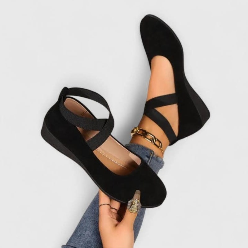 Julie Low Wedge Cross Strap Orthopedic Flats_1