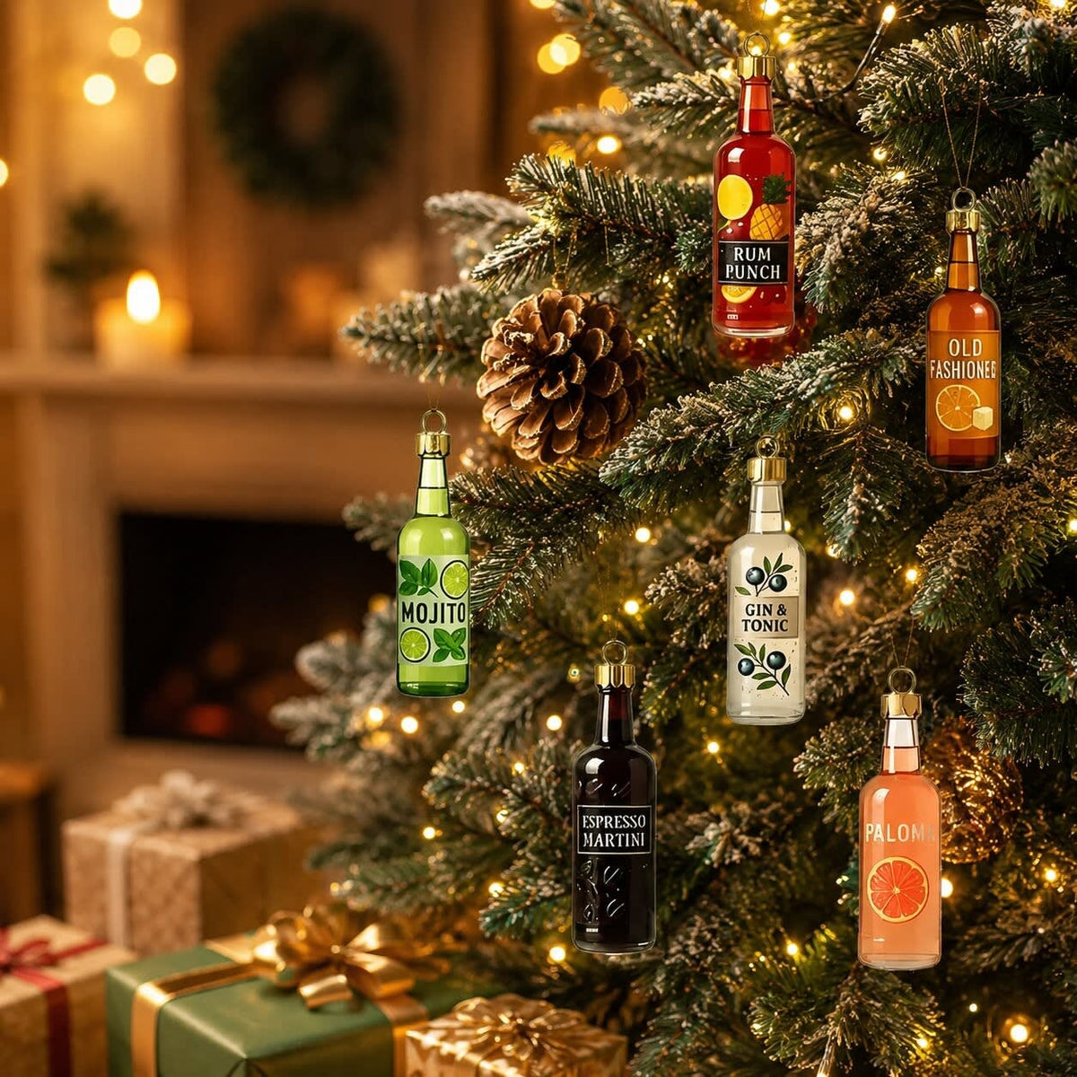 Cocktail Advent Calendar 2026 with 24 Mini Bottle Ornaments Holiday Countdown Gift for Cocktail Lovers_3