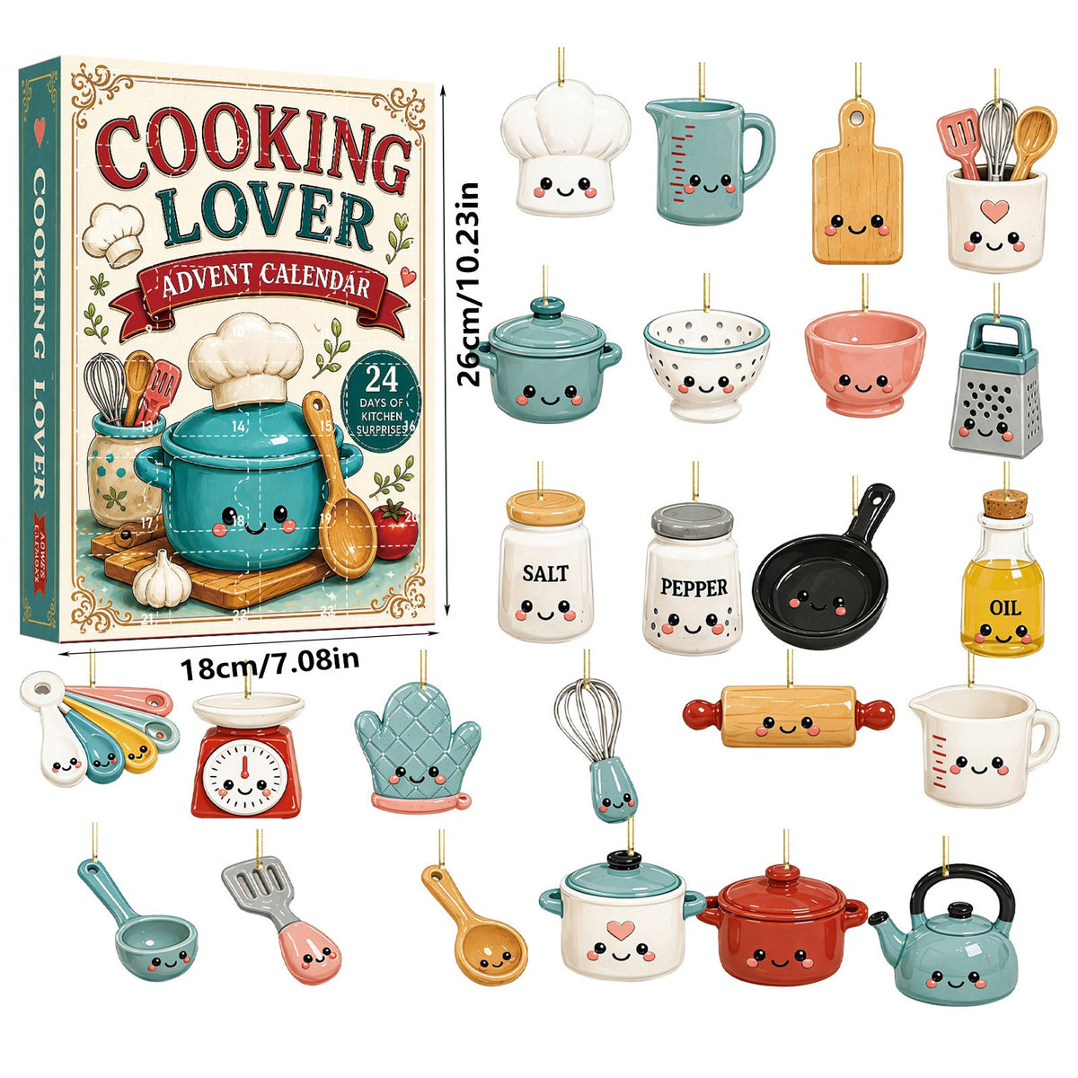 Kitchen Advent Calendar 2026 with 24 Mini Acrylic Ornaments Holiday Countdown Gift for Cooking Lovers_5