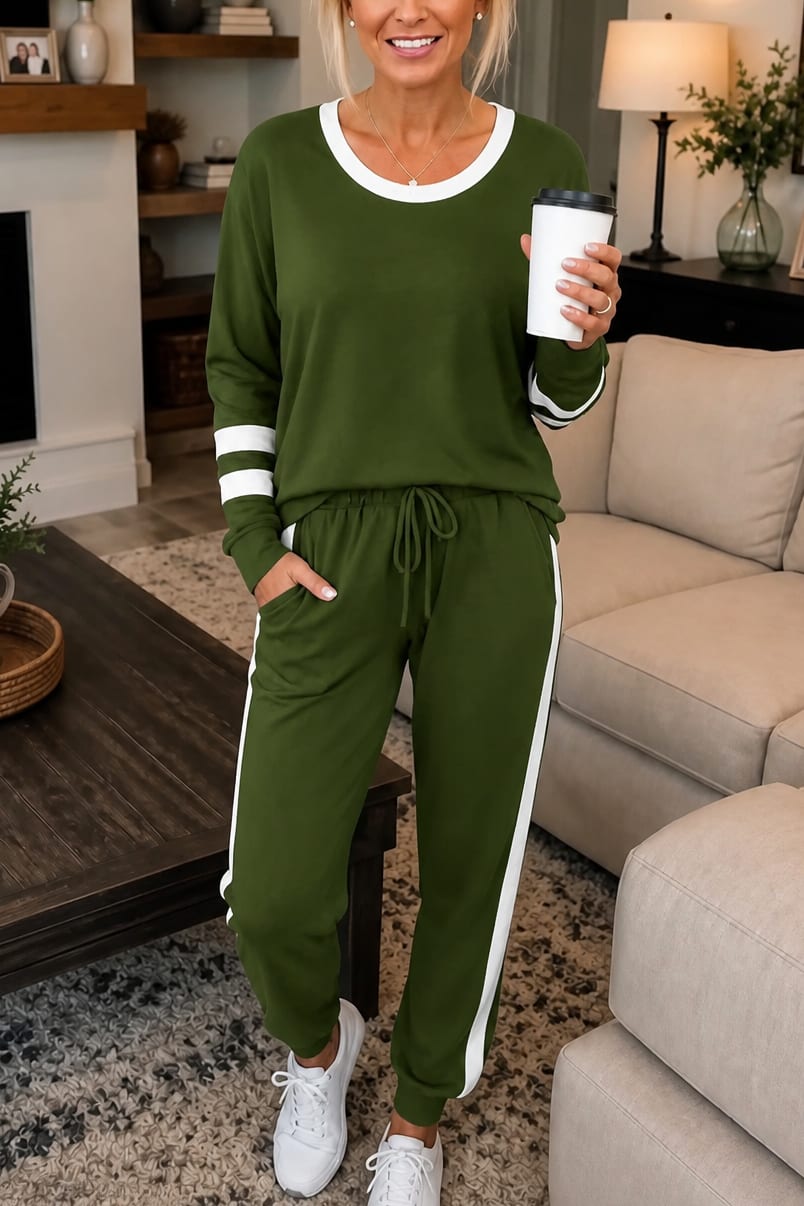 Yvette Crewneck Top and Jogger Two Piece Lounge Set with Stripe Trim_11