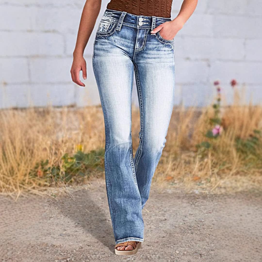 Delia Star Pocket Western Bootcut Jeans_2