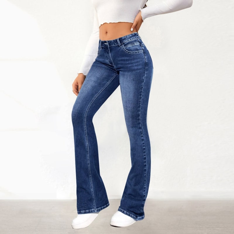 Amara Medium Wash High Waist Flared Jeans_1