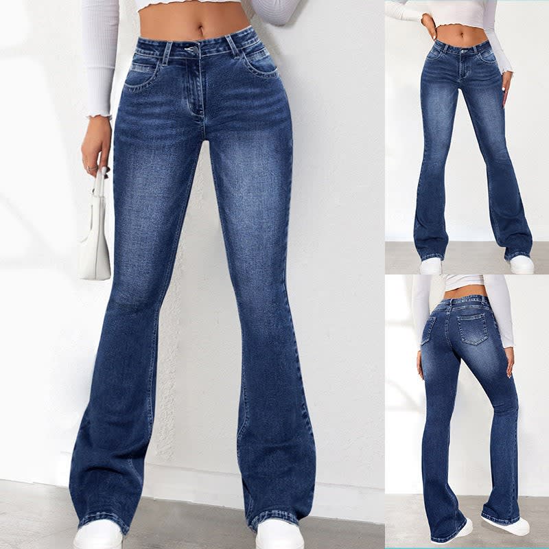 Amara Medium Wash High Waist Flared Jeans_2