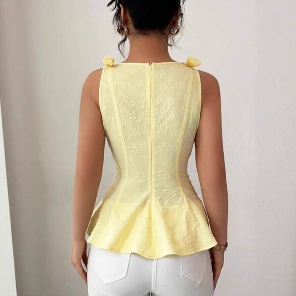 Amara Floral Textured Sleeveless Peplum Top_2