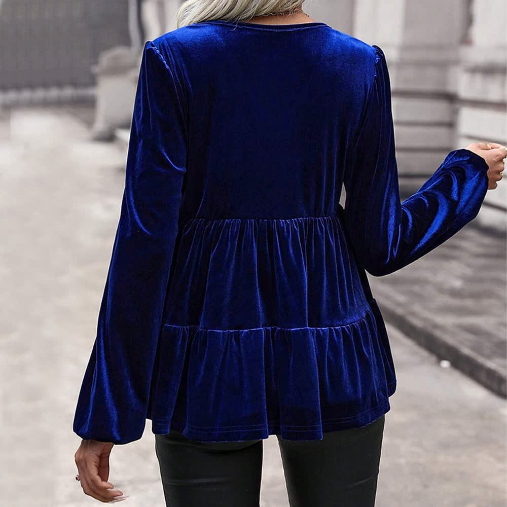 Lucinda Velvet Balloon Sleeve Peplum Top_2