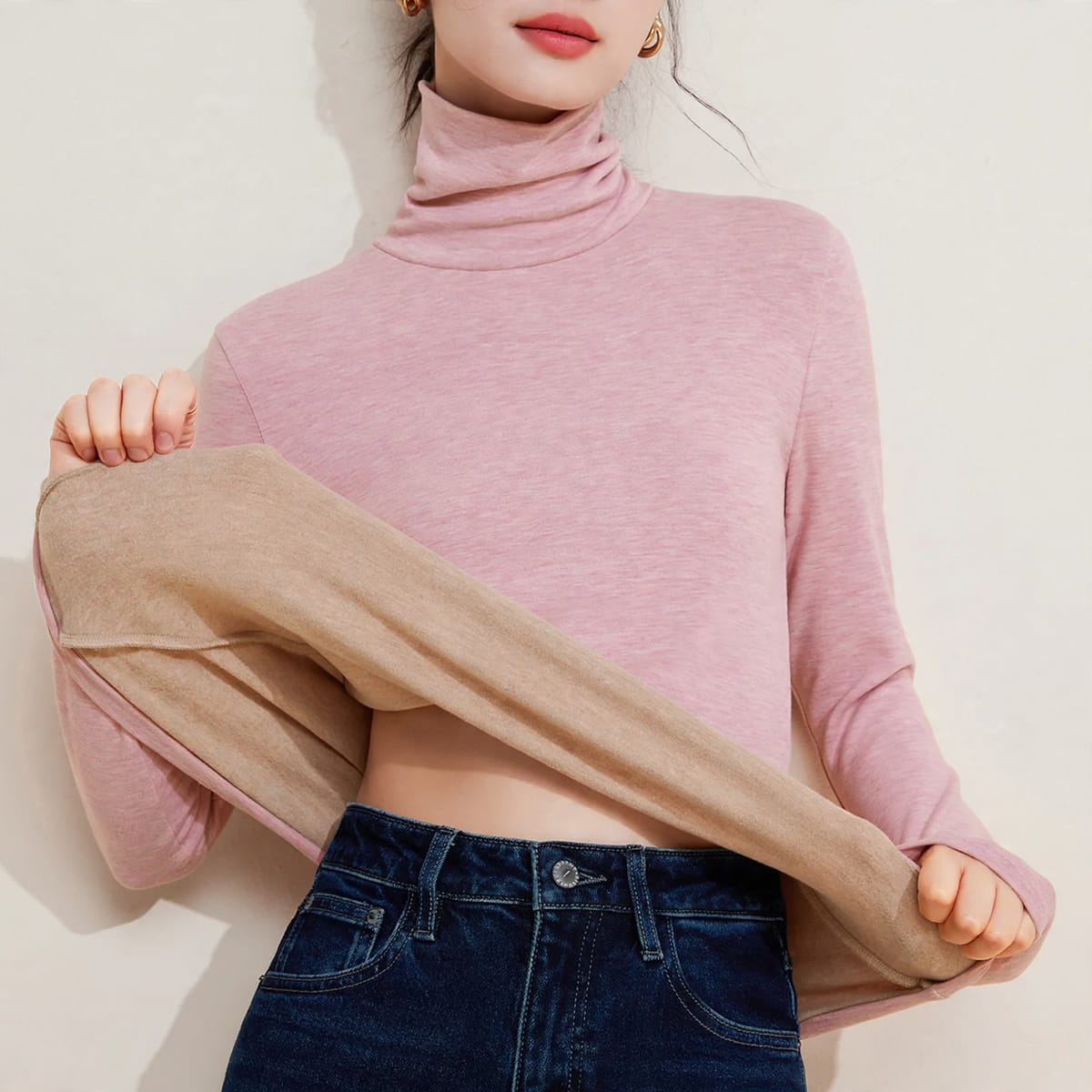 Geneva Fleece Lined Turtleneck Thermal Top_8