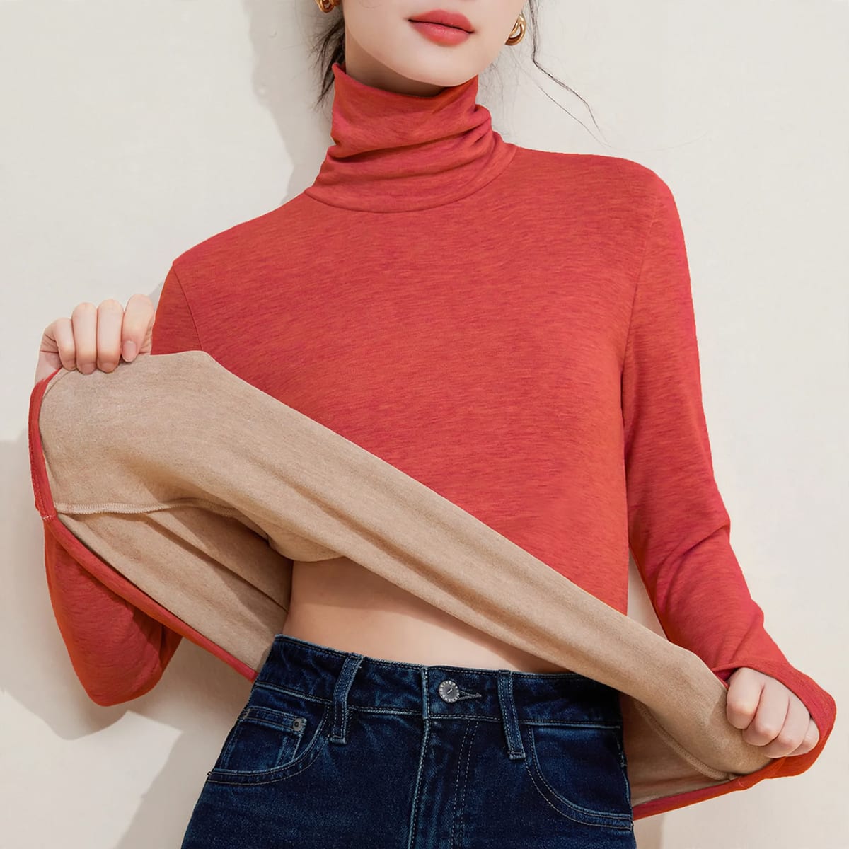Geneva Fleece Lined Turtleneck Thermal Top_9