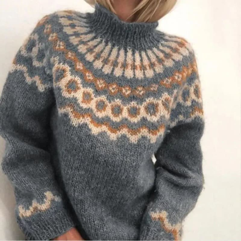 Esther Nordic Pattern Turtleneck Sweater_1