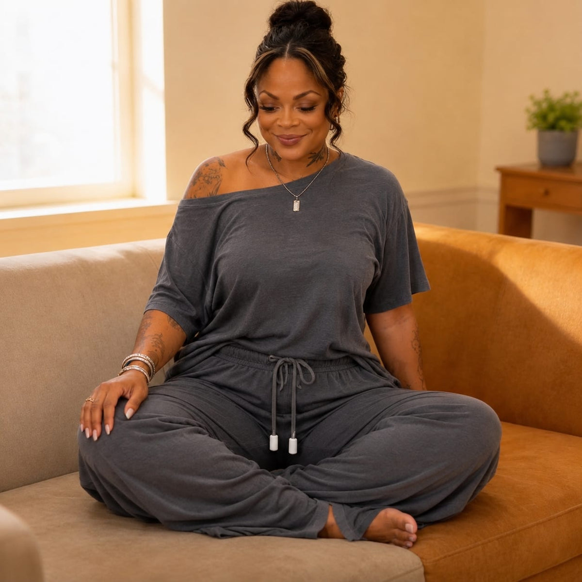 Noelle Asymmetric Off-Shoulder Top and Wide Leg Pants Two Piece Set_5