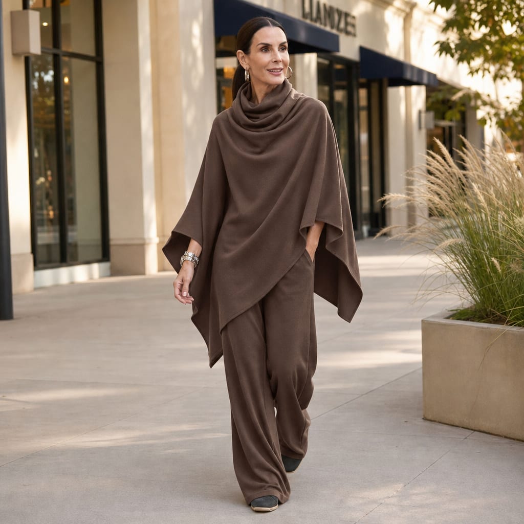 Aurora Cowl Neck Draped Top and Wide Leg Trousers Set_5
