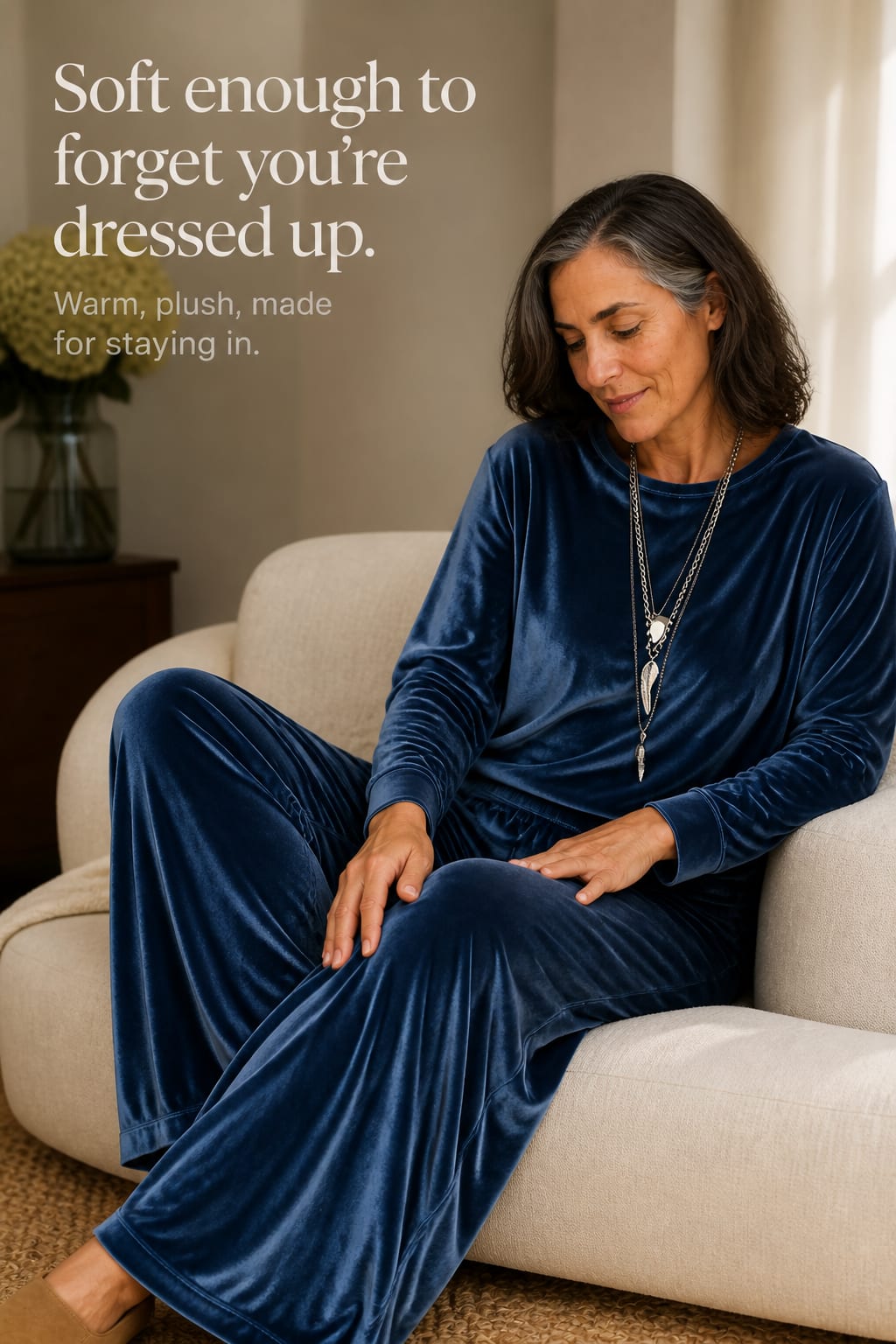 Cecily Velvet Long Sleeve Top and Wide Leg Pants Two Piece Lounge Set_11