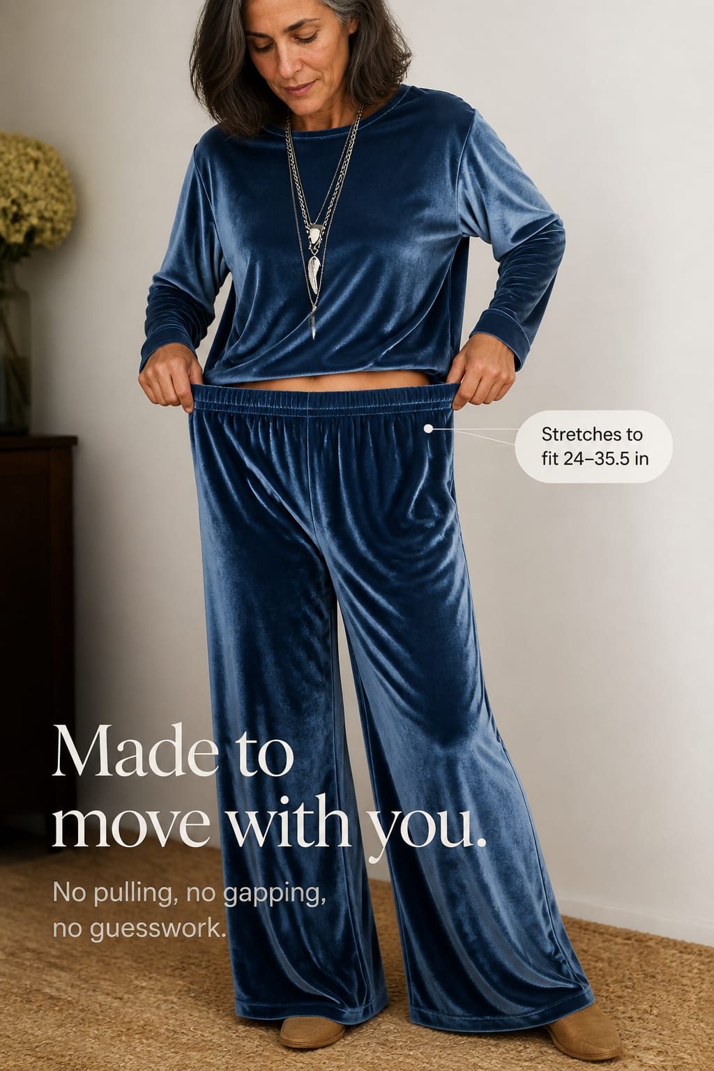 Cecily Velvet Long Sleeve Top and Wide Leg Pants Two Piece Lounge Set_6