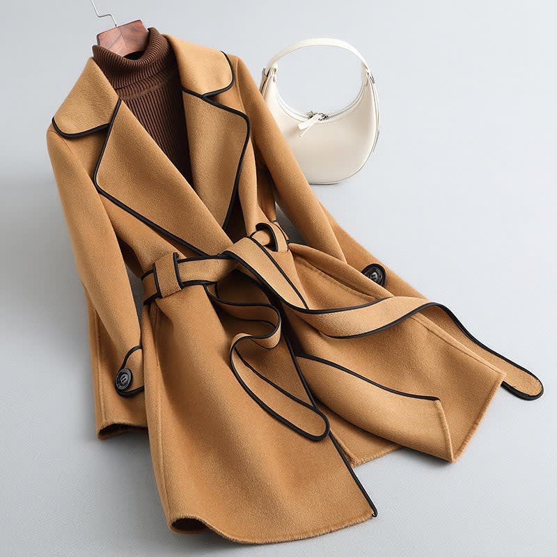 Florence Belted Wrap Coat with Contrast Trim_1