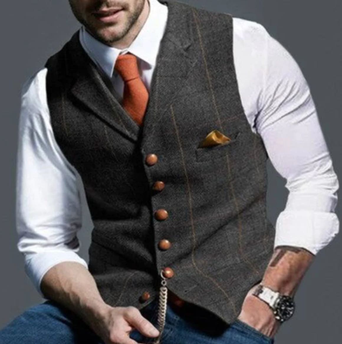 Samuel Windowpane Check Suit Vest_9