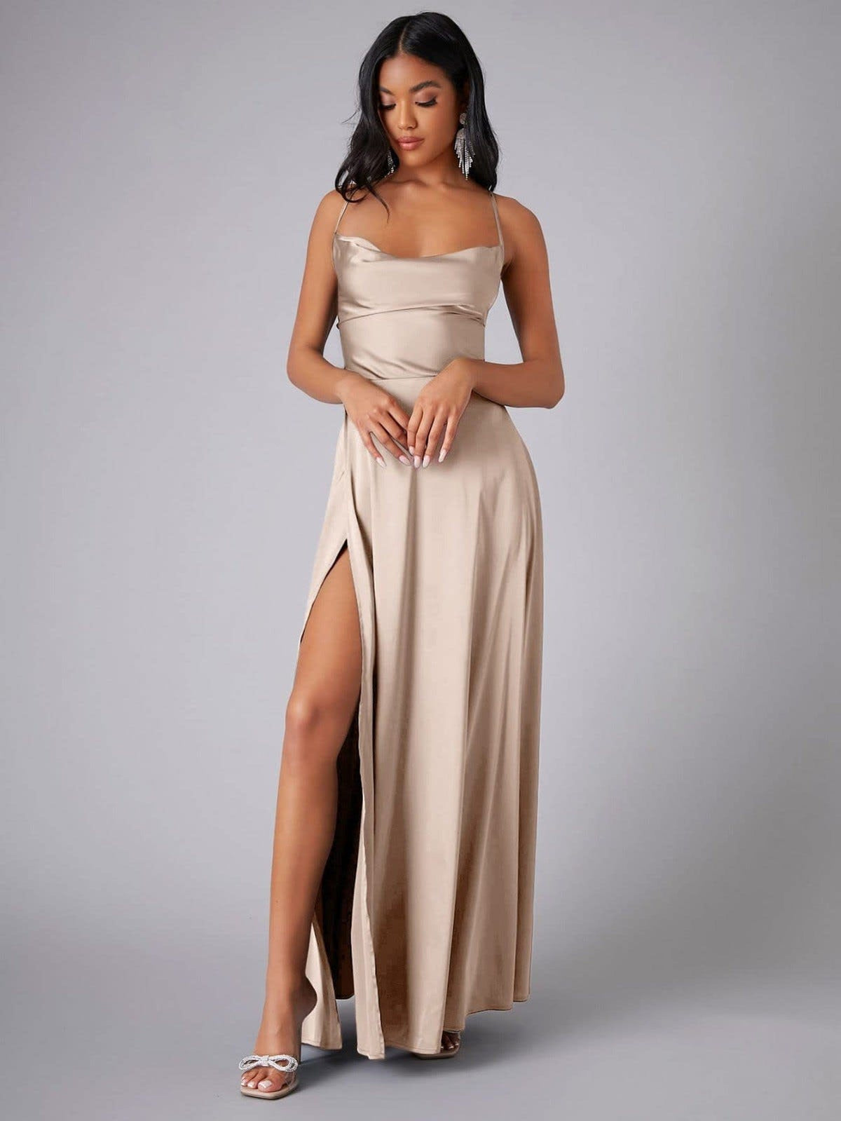 Hermione Satin High Slit Evening Maxi Dress_6