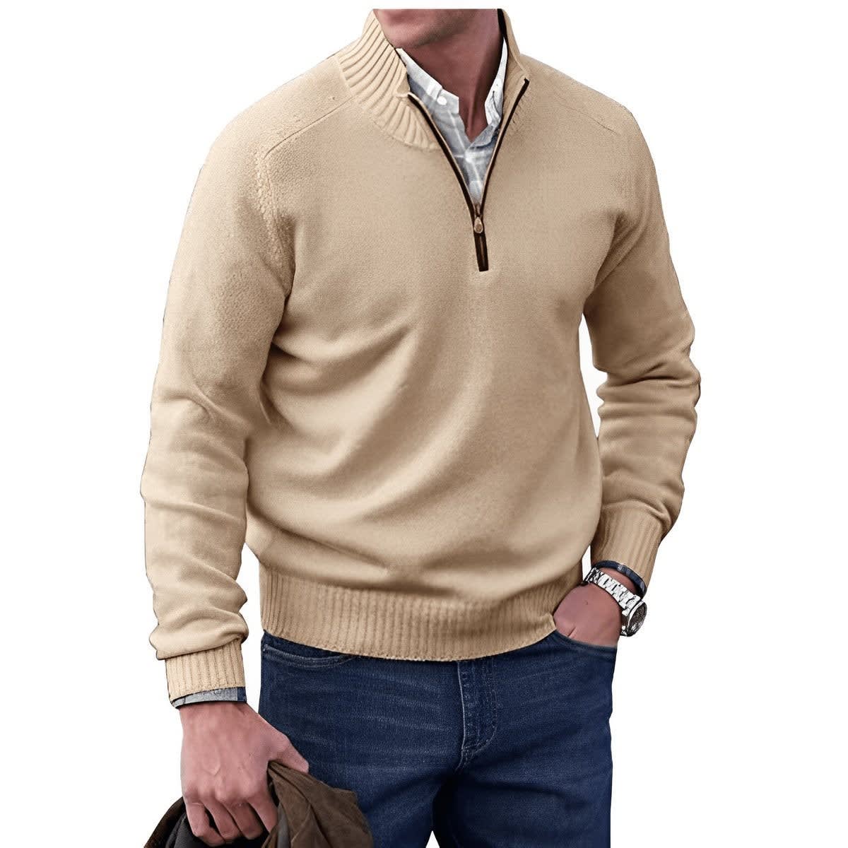 Damian Regular Fit Quarter Zip Sweater_2
