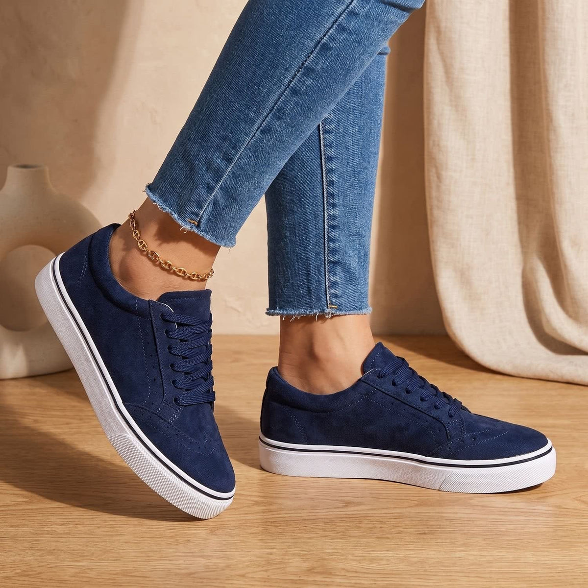 Catherine Cushioned Brogue Orthopedic Sneakers_5