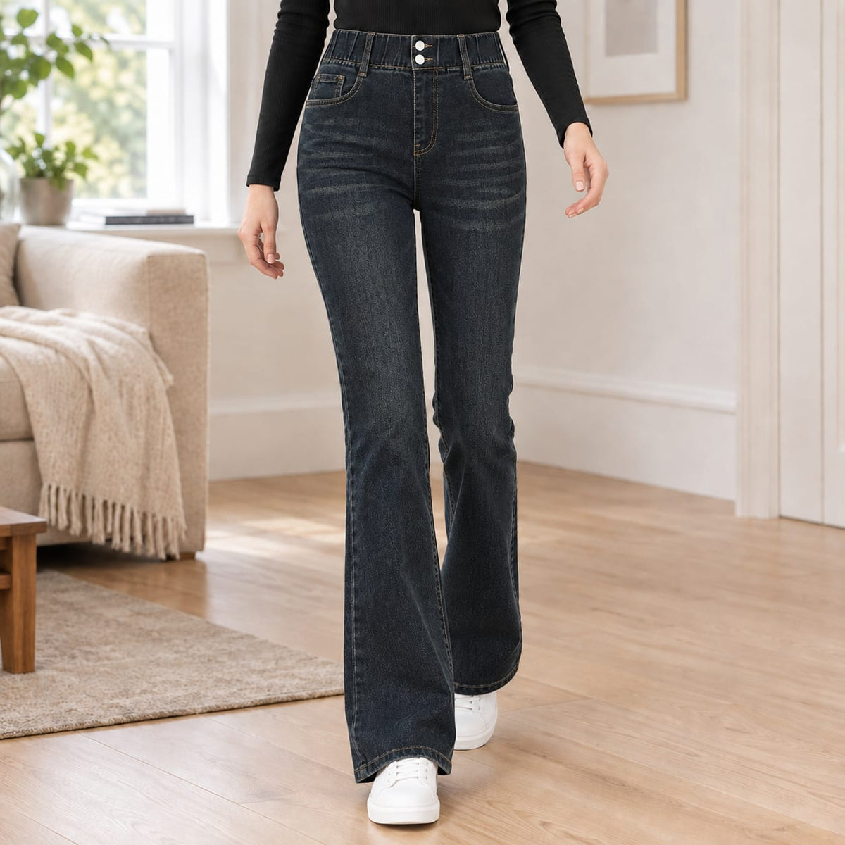 Sabrina Elastic High Waist Stretch Bootcut Jeans_3