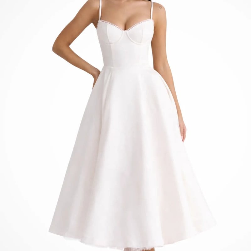 Melina Corset Wedding Guest Midi Dress_1