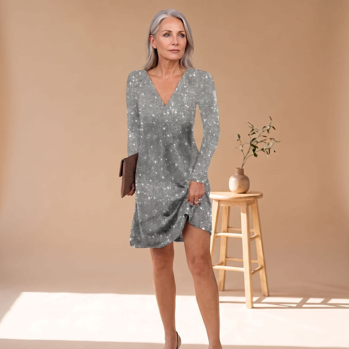 Nadine Sequin Long Sleeve Party Mini Dress_2