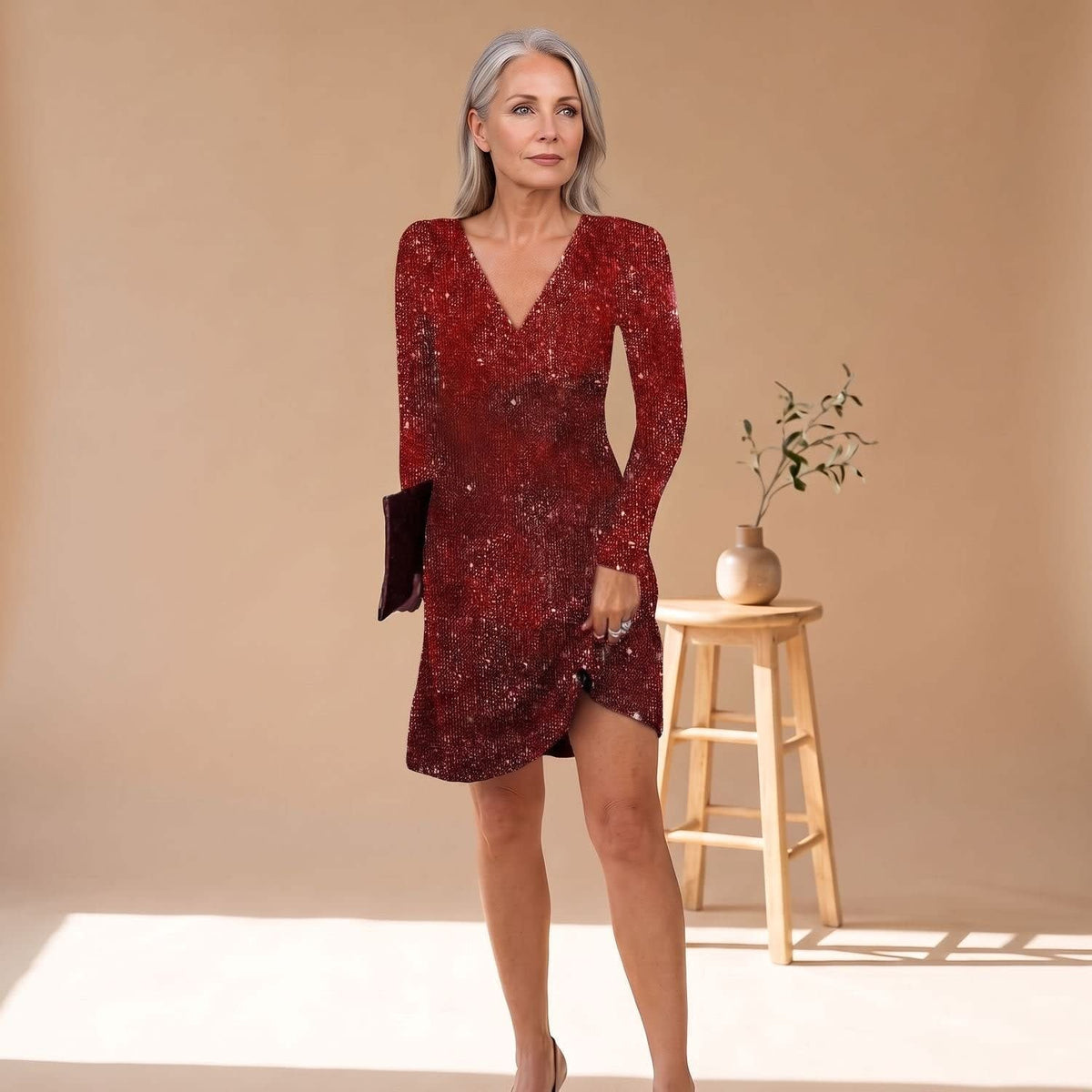 Nadine Sequin Long Sleeve Party Mini Dress_5