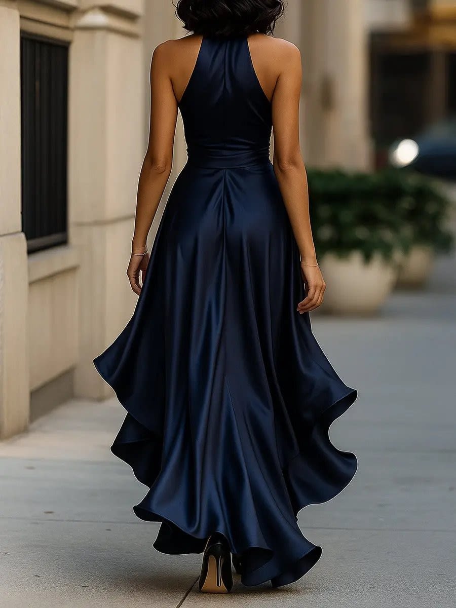 Ashley Satin Halter High Low Cocktail Dress_5