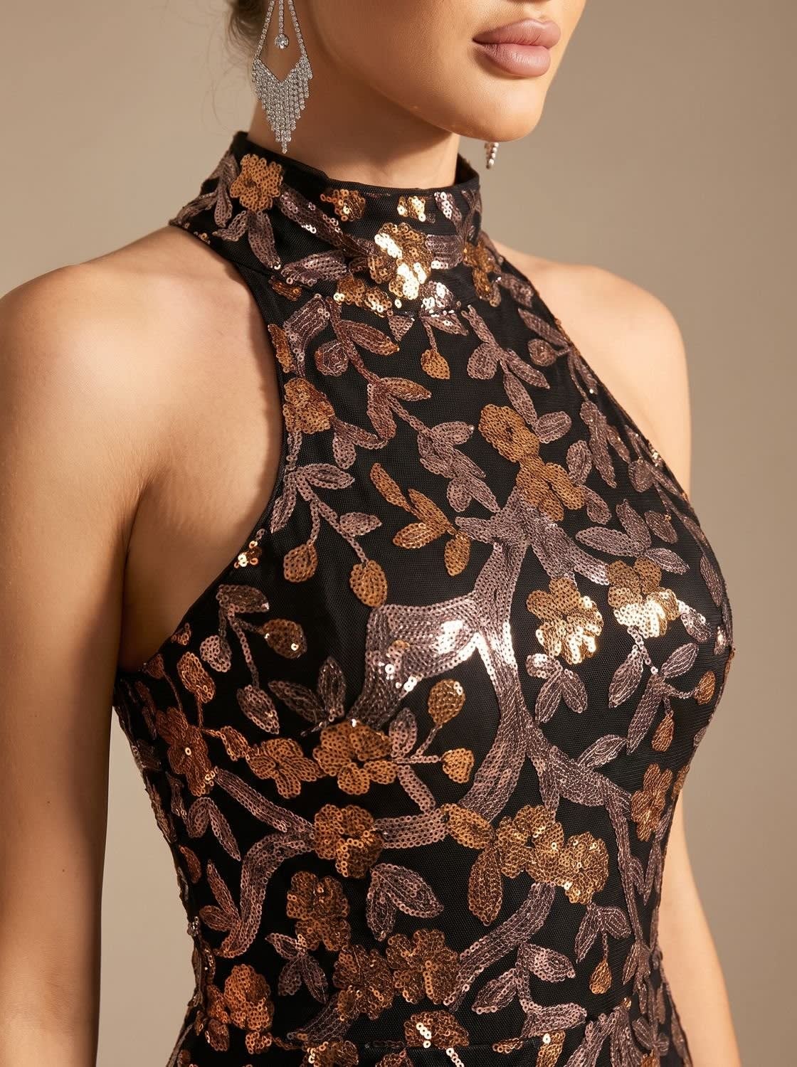 Alba Floral Sequin Mermaid Maxi Dress_5