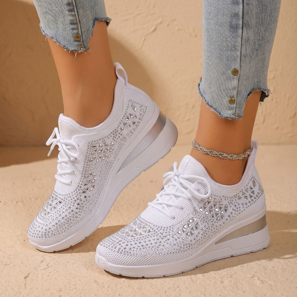 Jasmine Arch Support Rhinestone Orthopedic Sneakers_3