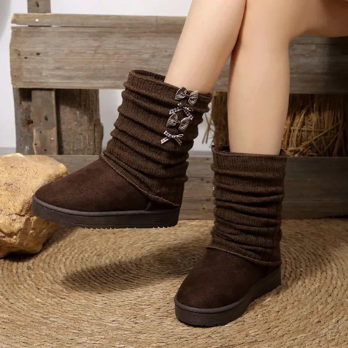 Susannah Knit Cuff Bow Winter Boots_6