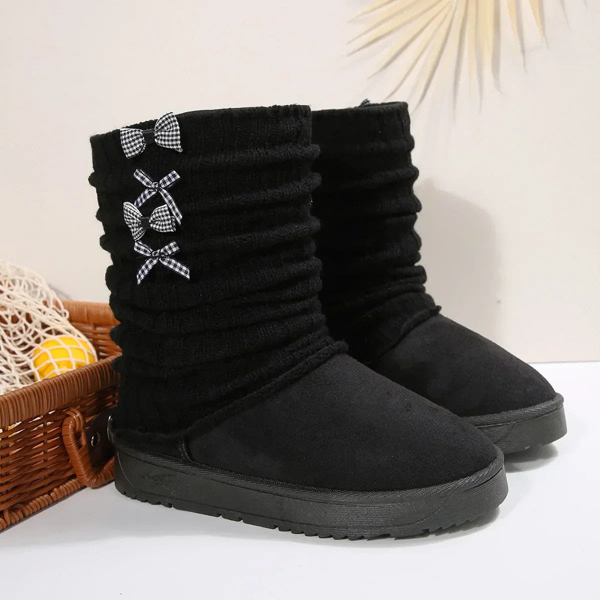Susannah Knit Cuff Bow Winter Boots_7