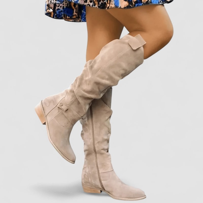 Leah Orthopedic Suede Western Boots_1