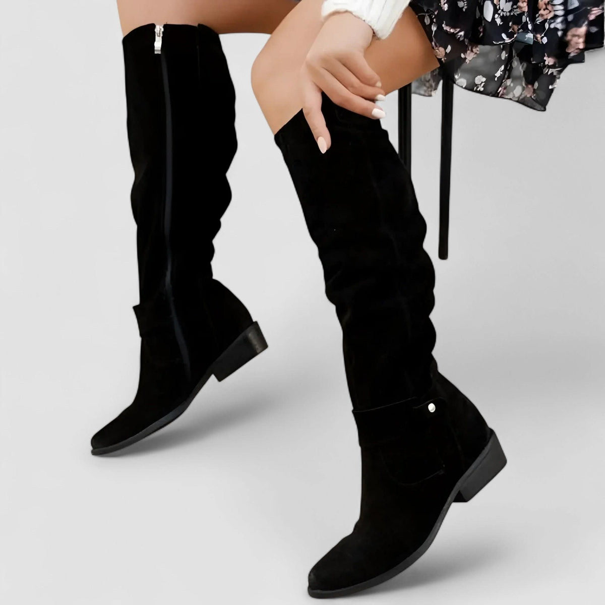 Leah Orthopedic Suede Western Boots_8