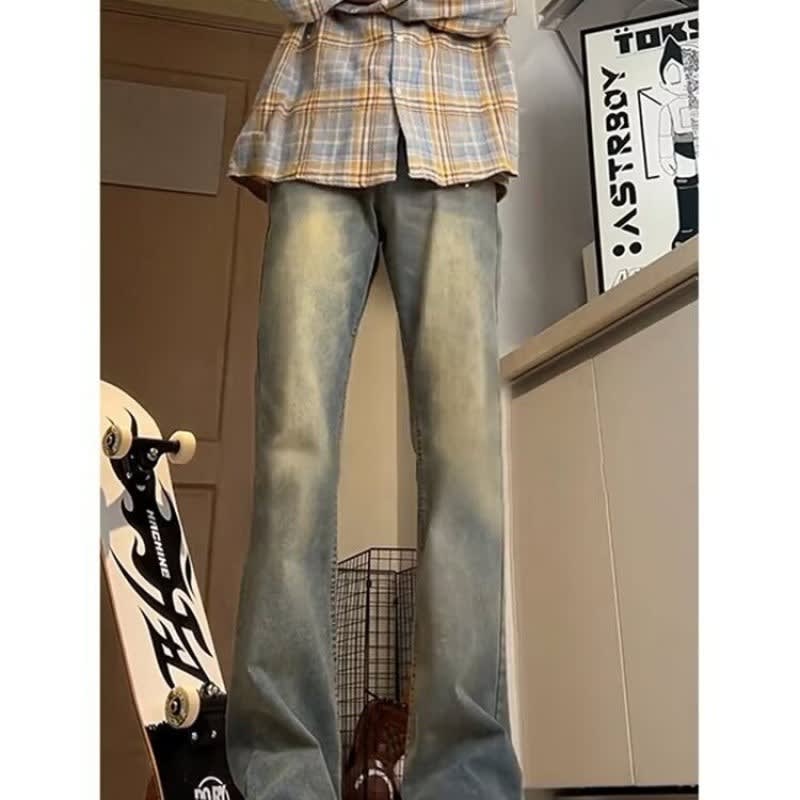 Sebastian Vintage Wash Frayed Hem Bootcut Jeans_1
