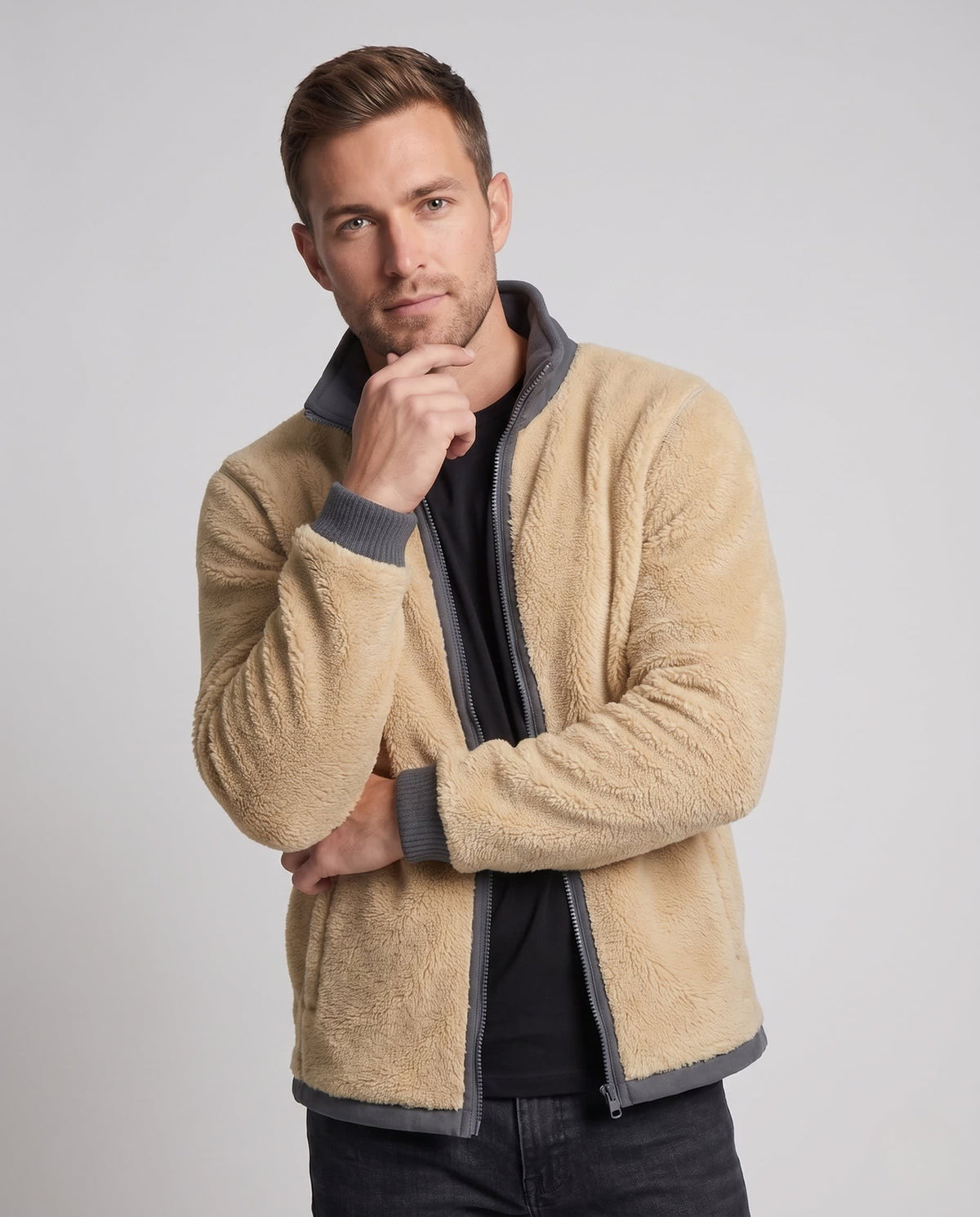 Stanley Contrast Trim Sherpa Fleece Jacket_2