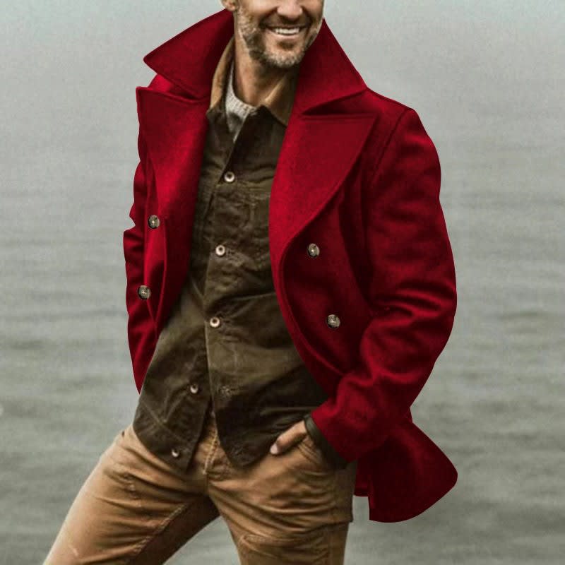 Henry Wide Lapel Double-Breasted Pea Coat_4