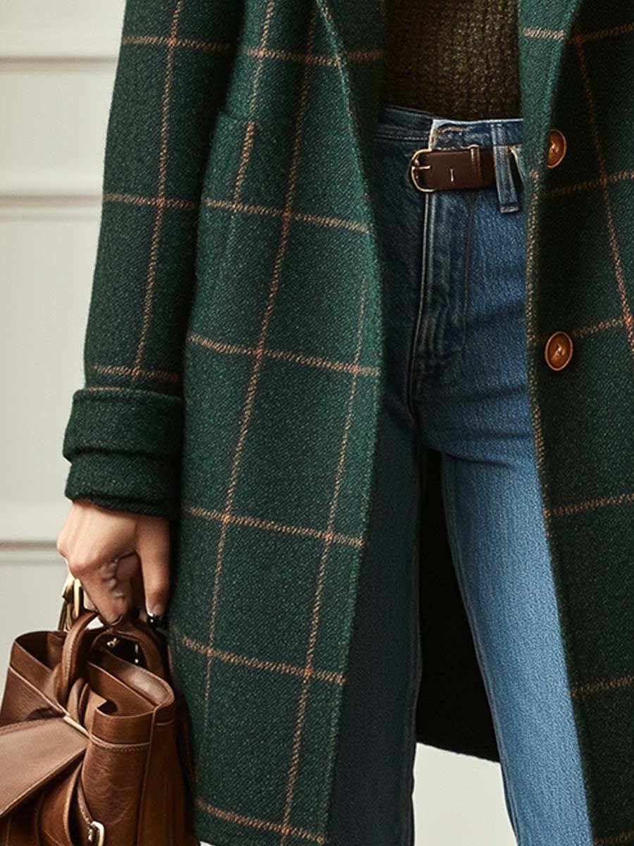 Elspeth Wool Blend Check Coat_4