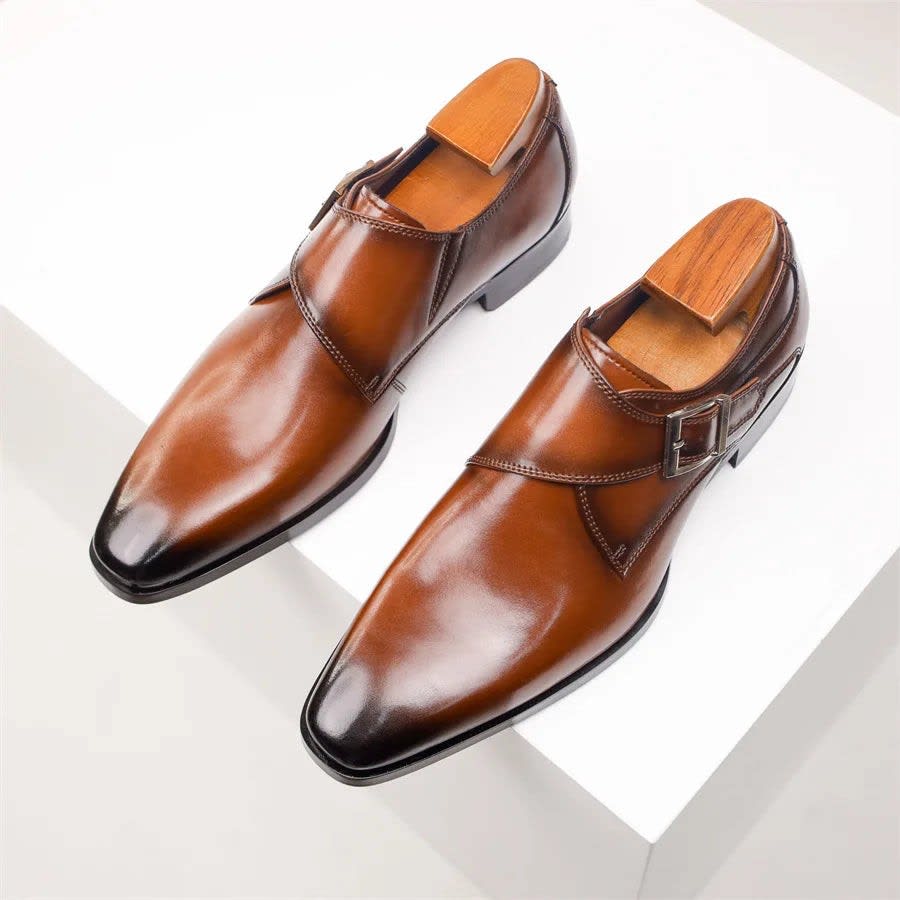 Dominic Leather Monk Strap Dress Shoes_4