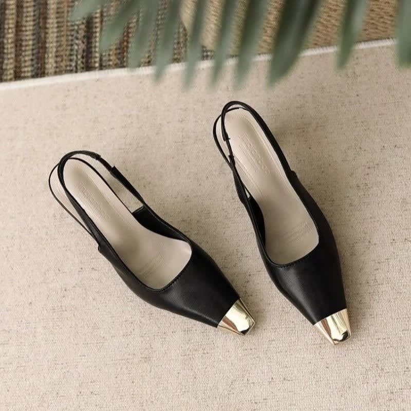 Evangeline Metal Toe Cap Slingback Block Heels_4
