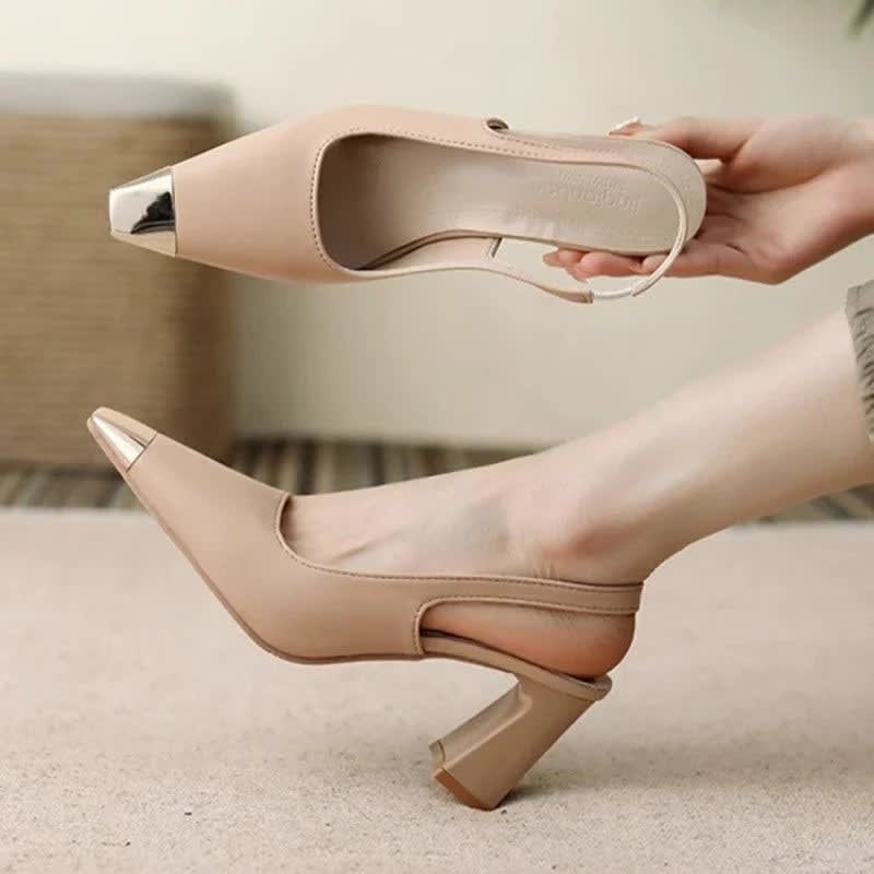 Evangeline Metal Toe Cap Slingback Block Heels_6